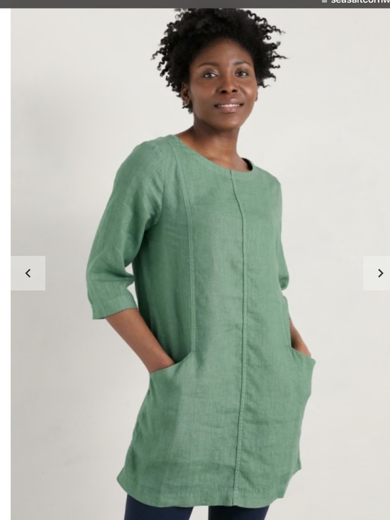 Seasalt Cornwall Tops - Teal Blue Seasalt Cornwall 100% linen “Into Land” tunic UK16
